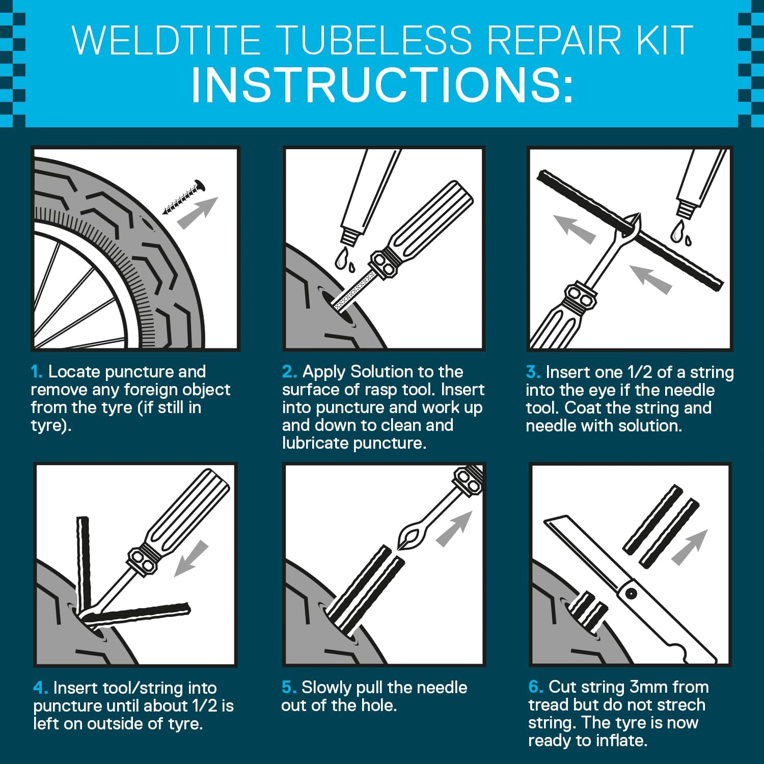 WELDTITE Tubeless Tyre Repair Kit
