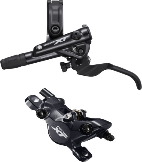 Shimano Deore XT BR-M8100/BL-M8100 bled brake lever/post mount calliper, rear left