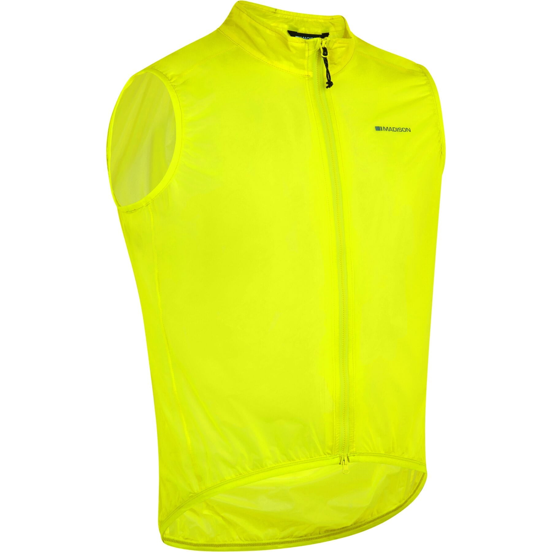 Madison Flux Men's Ultra Packable Waterproof Gilet, hi viz yellow