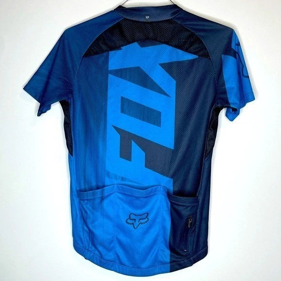 Fox Racing Mens Blue Full Zip Short Sleeve Cycling Jersey
