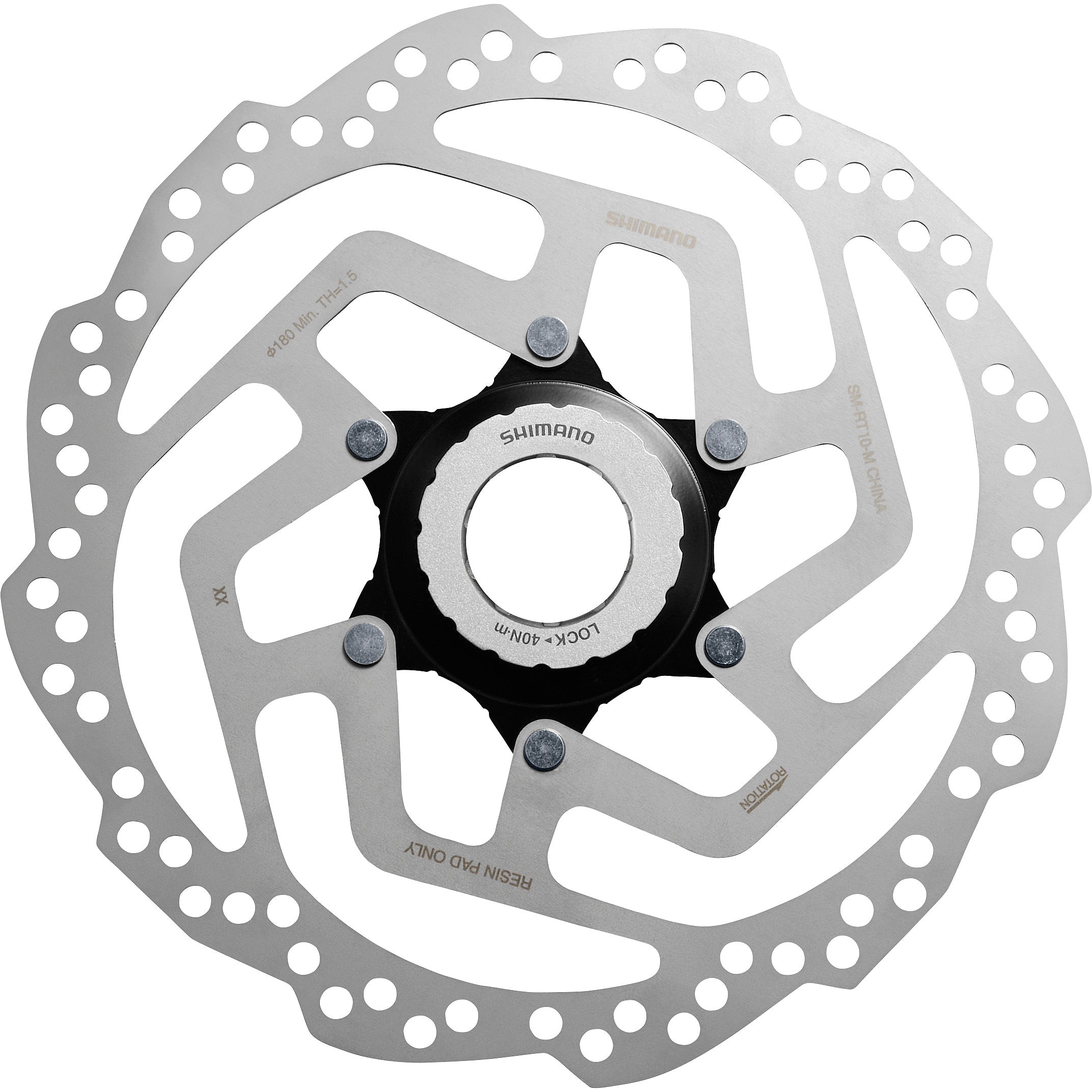 Shimano SM-RT10 Tourney TX Centre-Lock disc rotor, resin pad only, int+ext l/ring 180 mm